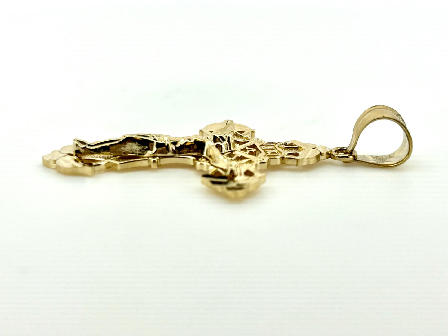 14K Solid Yellow Gold Cross Necklace Jesus Christ Pendant Giant Elegant Christian Gift for her Chritian Gift for Wife Christmas Gift