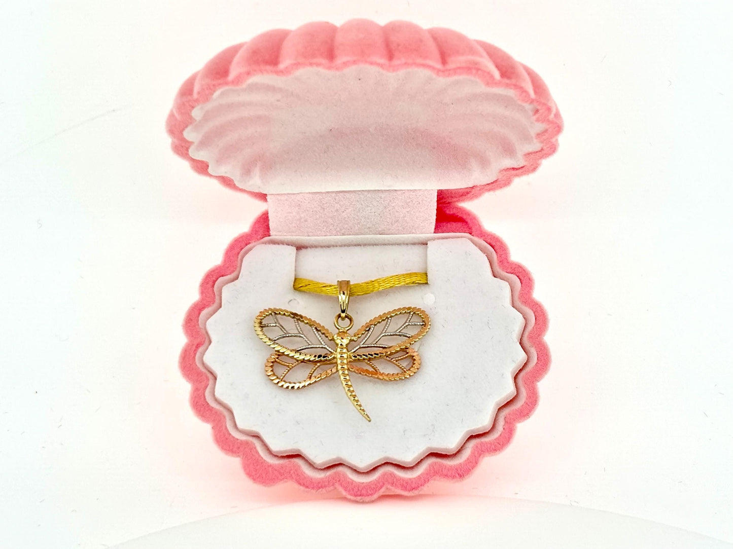 10K Solid Gold Dragonfly Pendant Butterfly Pendant Dragonfly Necklace Gold Pendant Birthday Gift for her Gift for Mom 3 Color Necklace