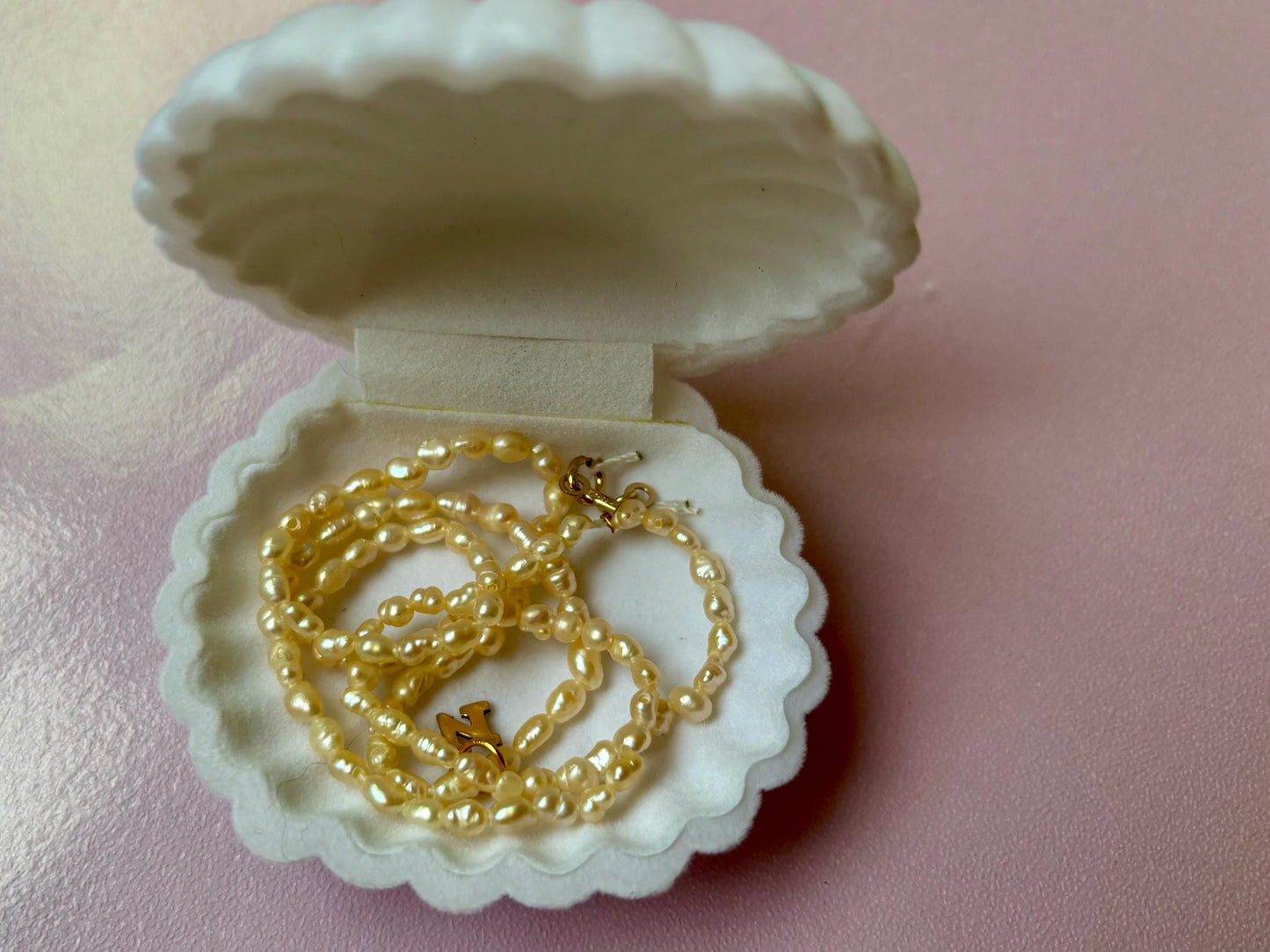 First Letter Necklace Genuine Freshwater White Pearl Necklace Name Necklace Gift for Girlfriend Gold Filled Tarnish Free Dainty Gift For Her