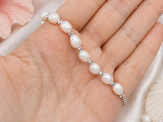 White Pearl Bracelet, Adjustable Silver Bridal Jewelry Gift For Her, wedding, hawaii, ocean – handmade Hawaiian jewelry, Island Goddess Jewelry