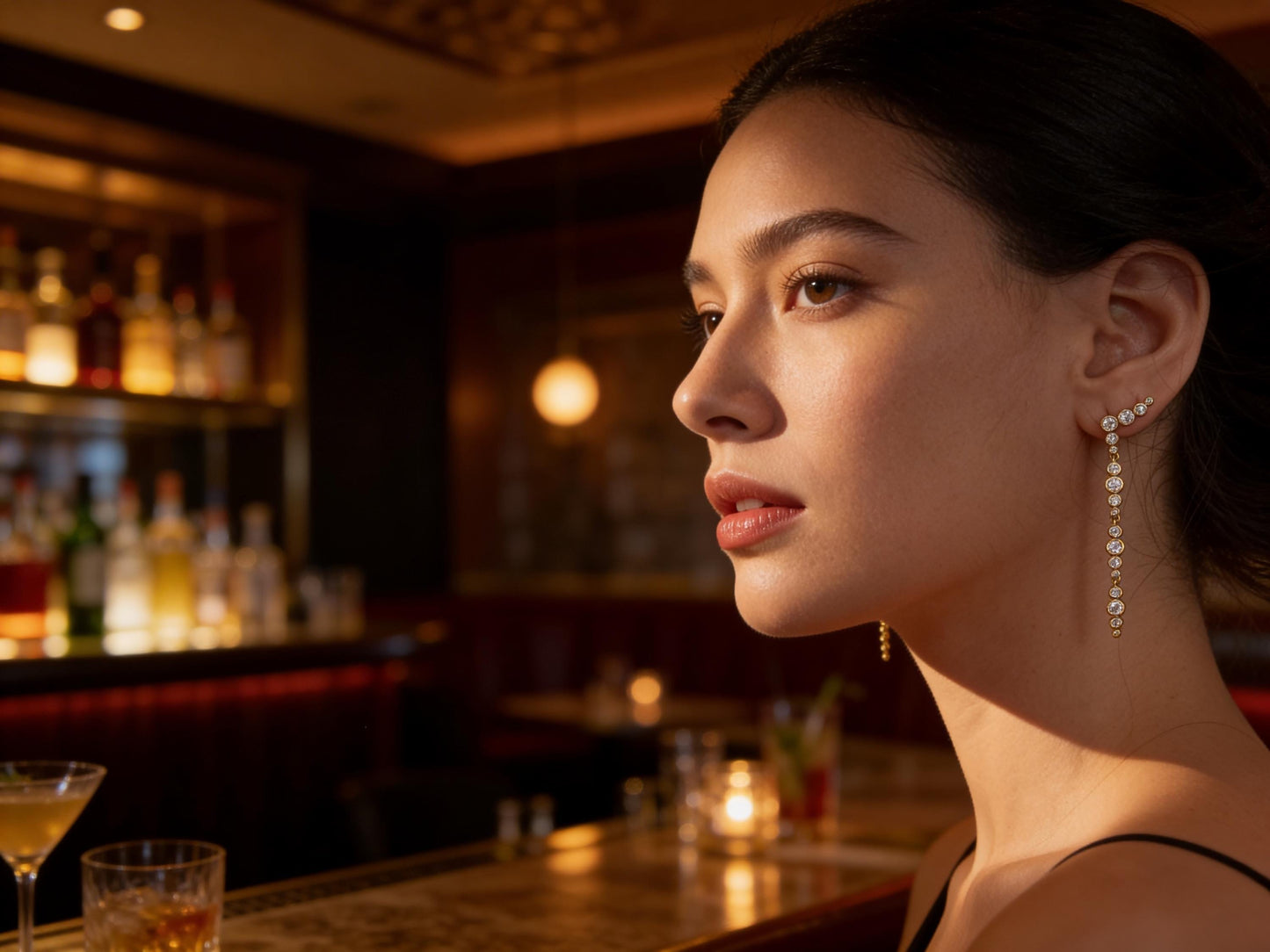 Crystal Ear Climber Earrings – Gold Plated Dainty Drop With Cubic Zirconia Sparkle