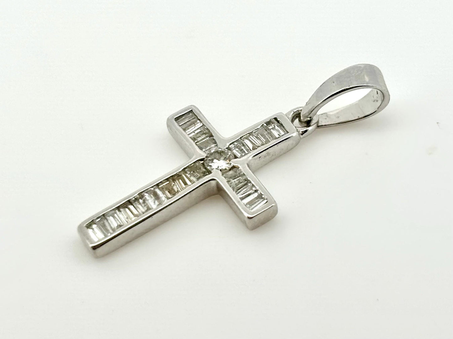 14K Solid White Gold Cross Necklace Jesus Christ Pendant Diamond Cross Christian Gift for her Chritian Gift for Wife Christmas Gift