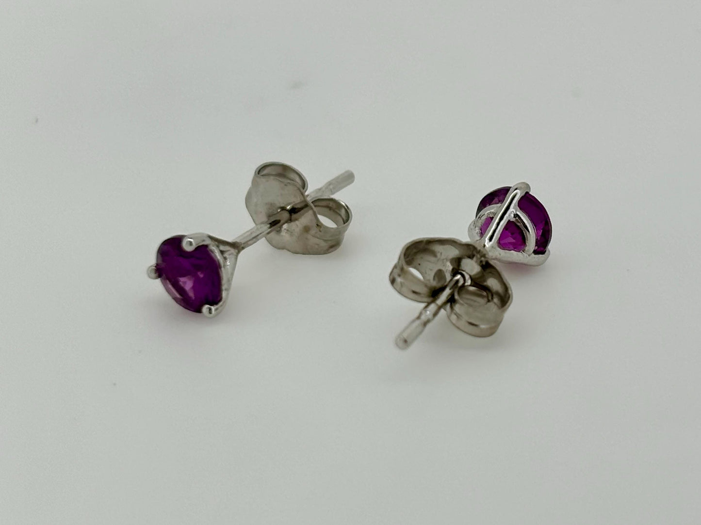 14K White Gold Grape Garnet Stud Earrings, Gold Earrings, Gold Studs January Birthstone, Minimalist Gift for Her Purple Earrings