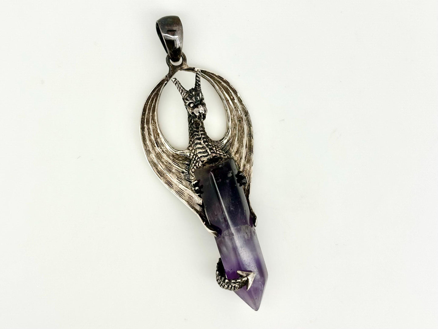 Dragon Necklace Dragon Pendant Halloween Necklace Costume Jewelry Amethyst Pendant Witch Jewelry Witch Pendant Spooky Season Accessories