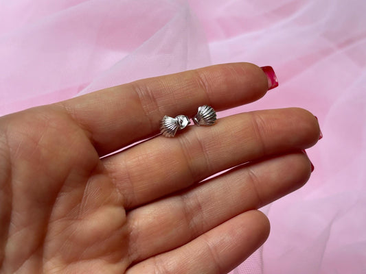Shell Stud Earrings – Minimalist Silver 925 Sterling Studs with Cubic Zirconia Sparkle, gift for her – handmade Hawaiian jewelry, Island Goddess Jewelry