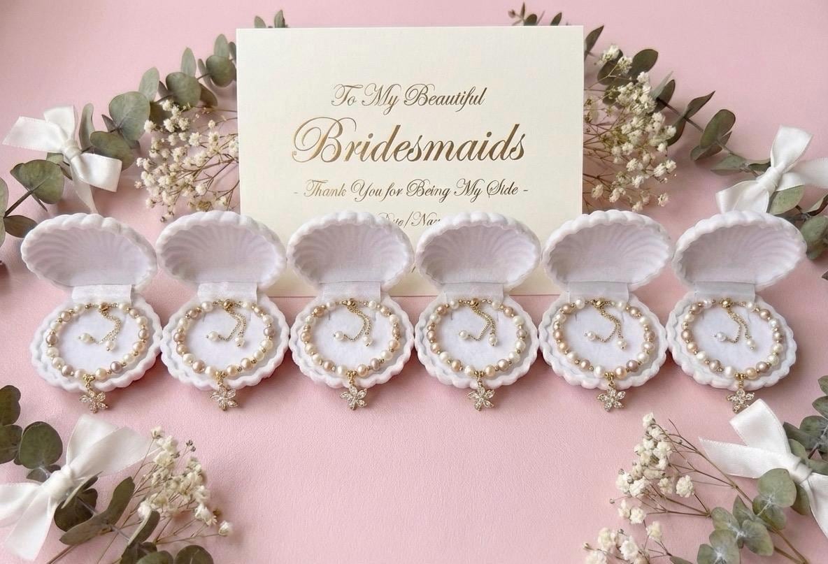 Bridesmaid Pearl Bracelet – Adjustable Freshwater Wedding Party Charm Bracelet