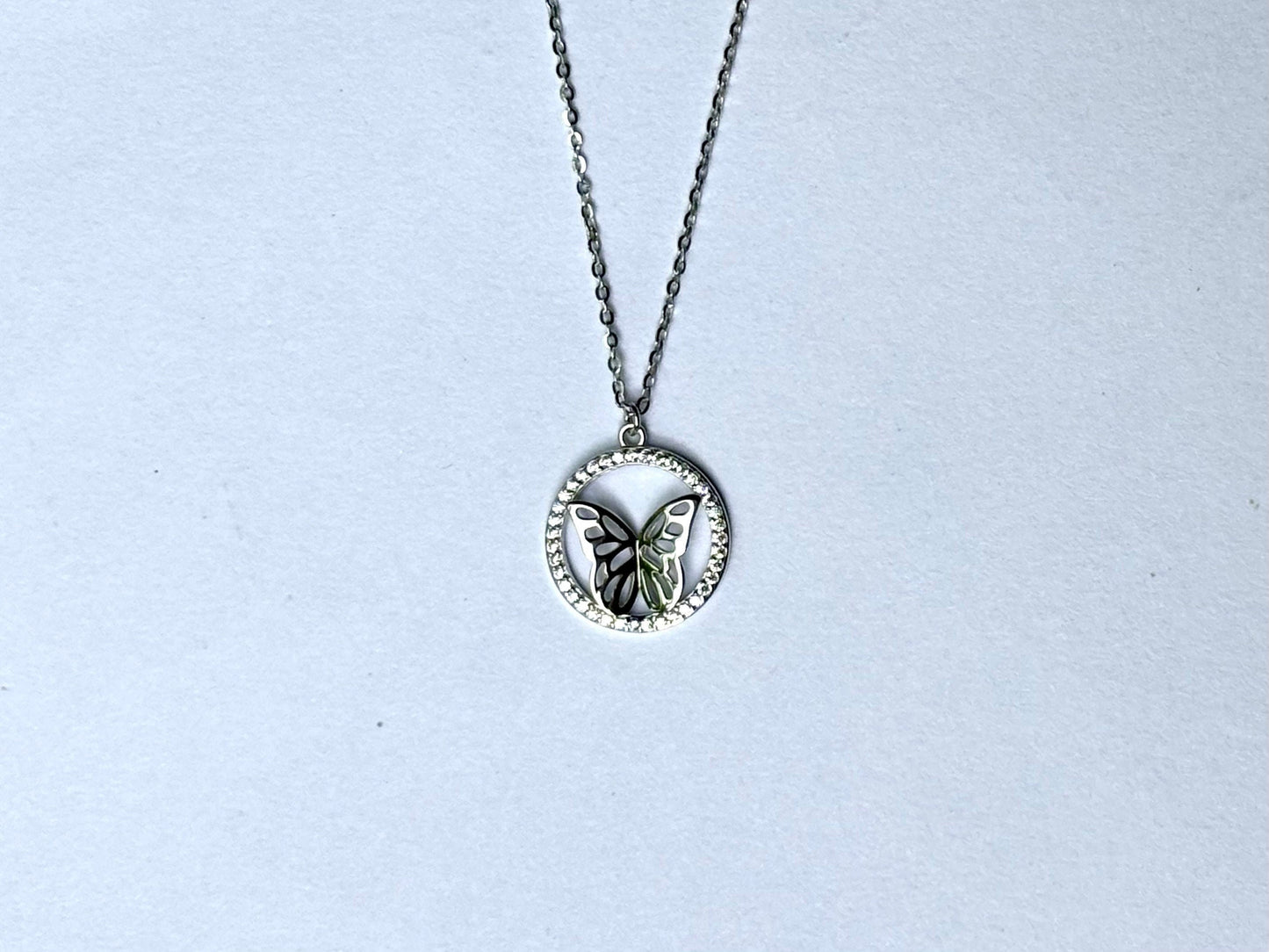 Adorable Butterfly Necklace 925 Sterling Silver CZ Stone Tarnish Free with chain Gift for Her Dainty Necklace for Mom Madalion Pendant