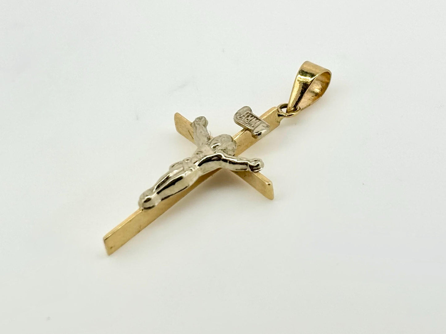 14K Solid Yellow Gold Cross Necklace Jesus Christ Pendant Giant Elegant Christian Gift for her Chritian Gift for Wife Christmas Gift