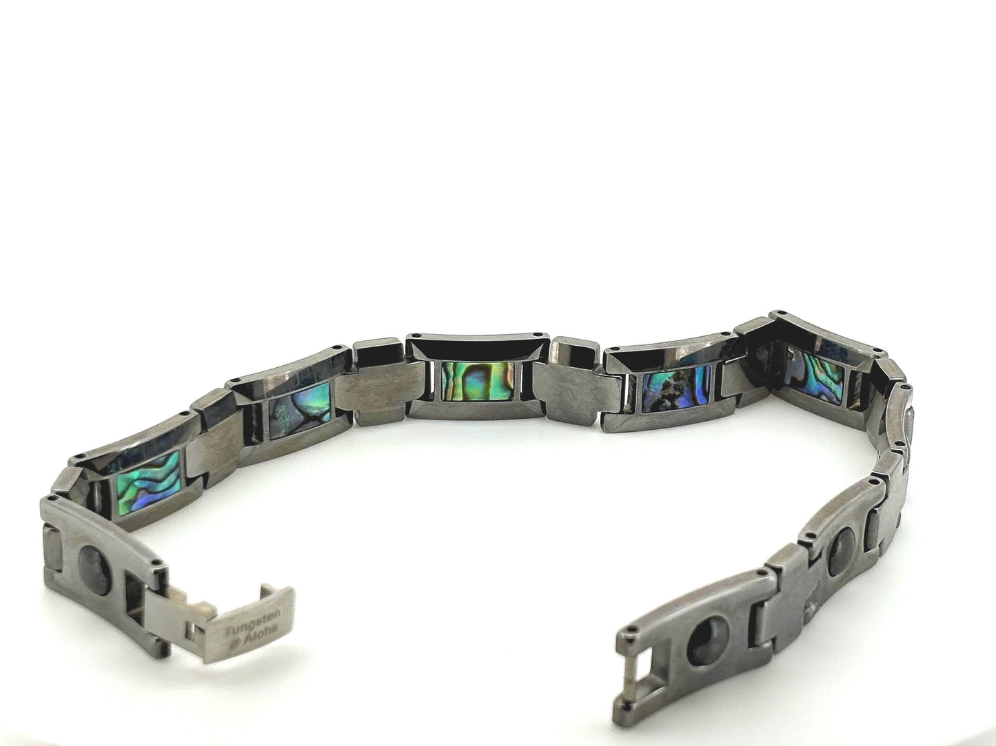 Men’s Tungsten Bracelet with Abalone Inlay – 8 Inch