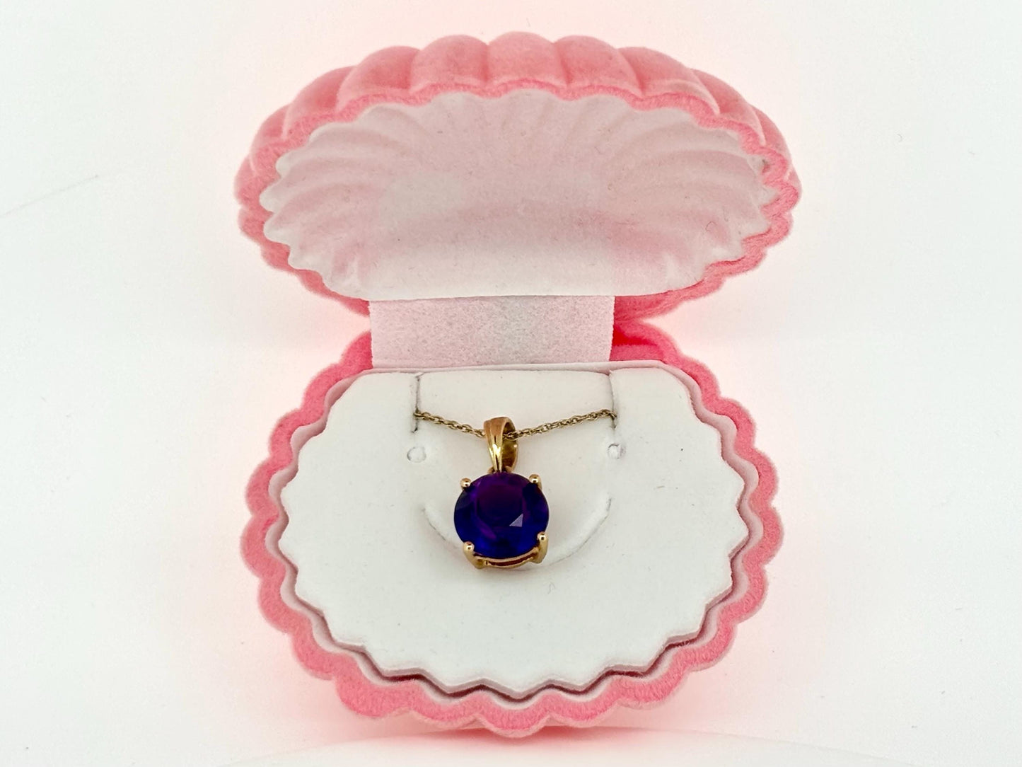 14K Solid Gold Amethyst Necklace Dainty Purple Amethyst Pendant February Birthstone, Minimalist Charm Fine Jewelry Gift for Her Gift for Mom