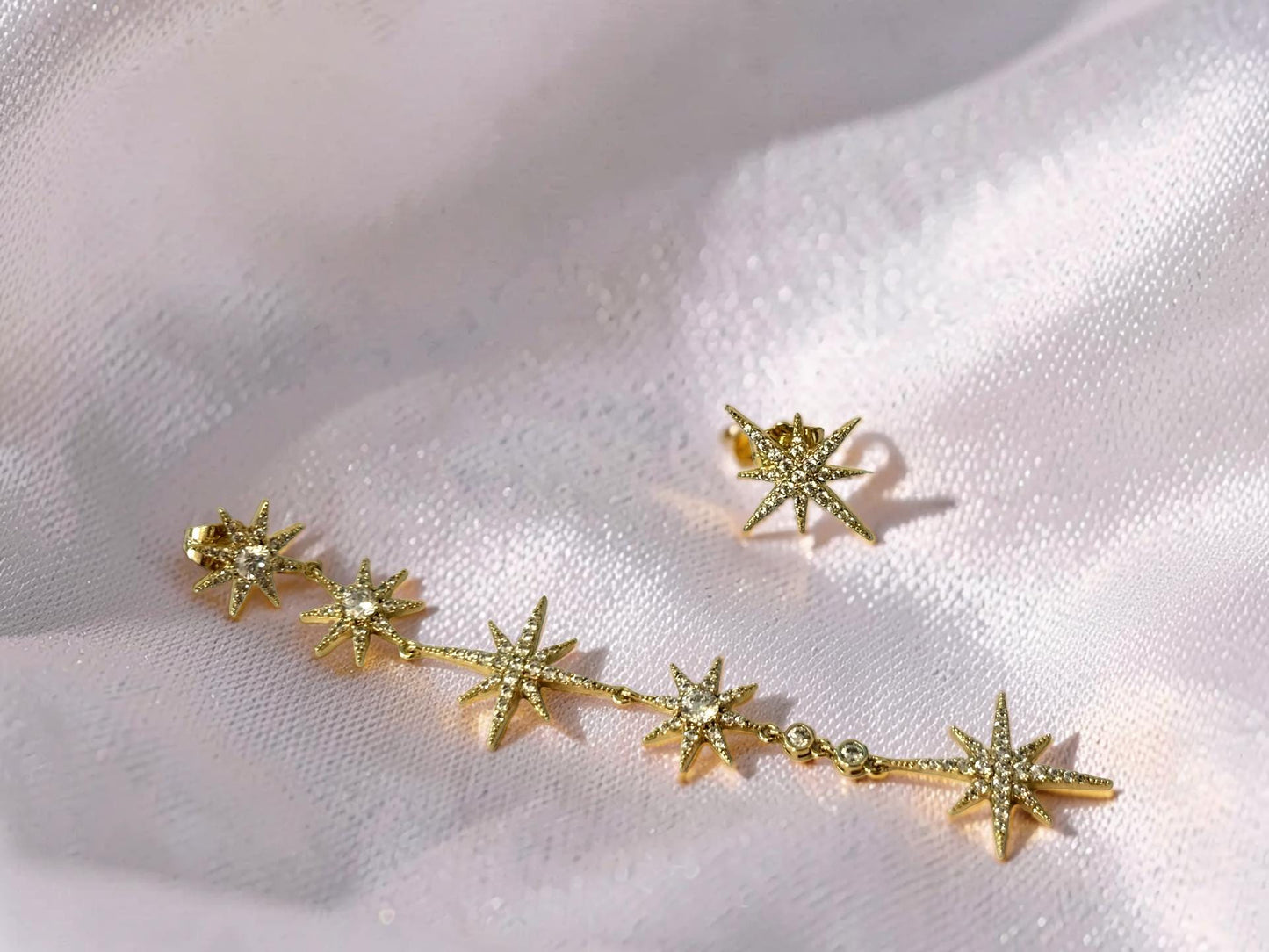 North Star Earrings – Stackable Gold 14K Gold Plated Celestial Jewelry