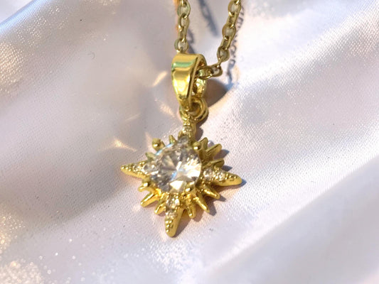 North Star Necklace – Gold Plated Stainless Steel Celestial Jewelry Pendant