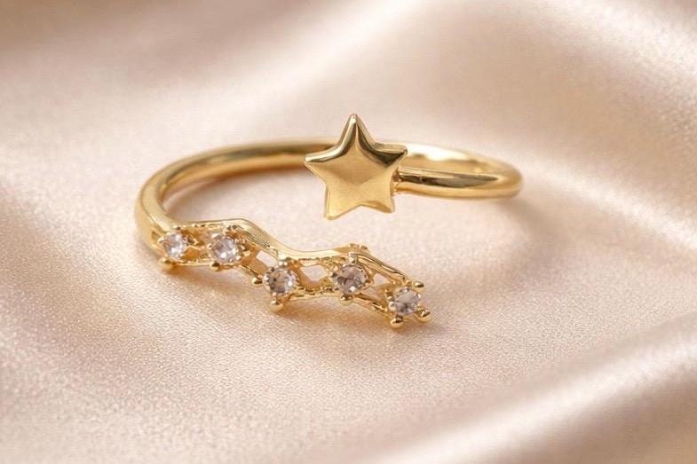 Star Ring Adjustable | North Star Gold Plated Ring – Celestial Jewelry Gift