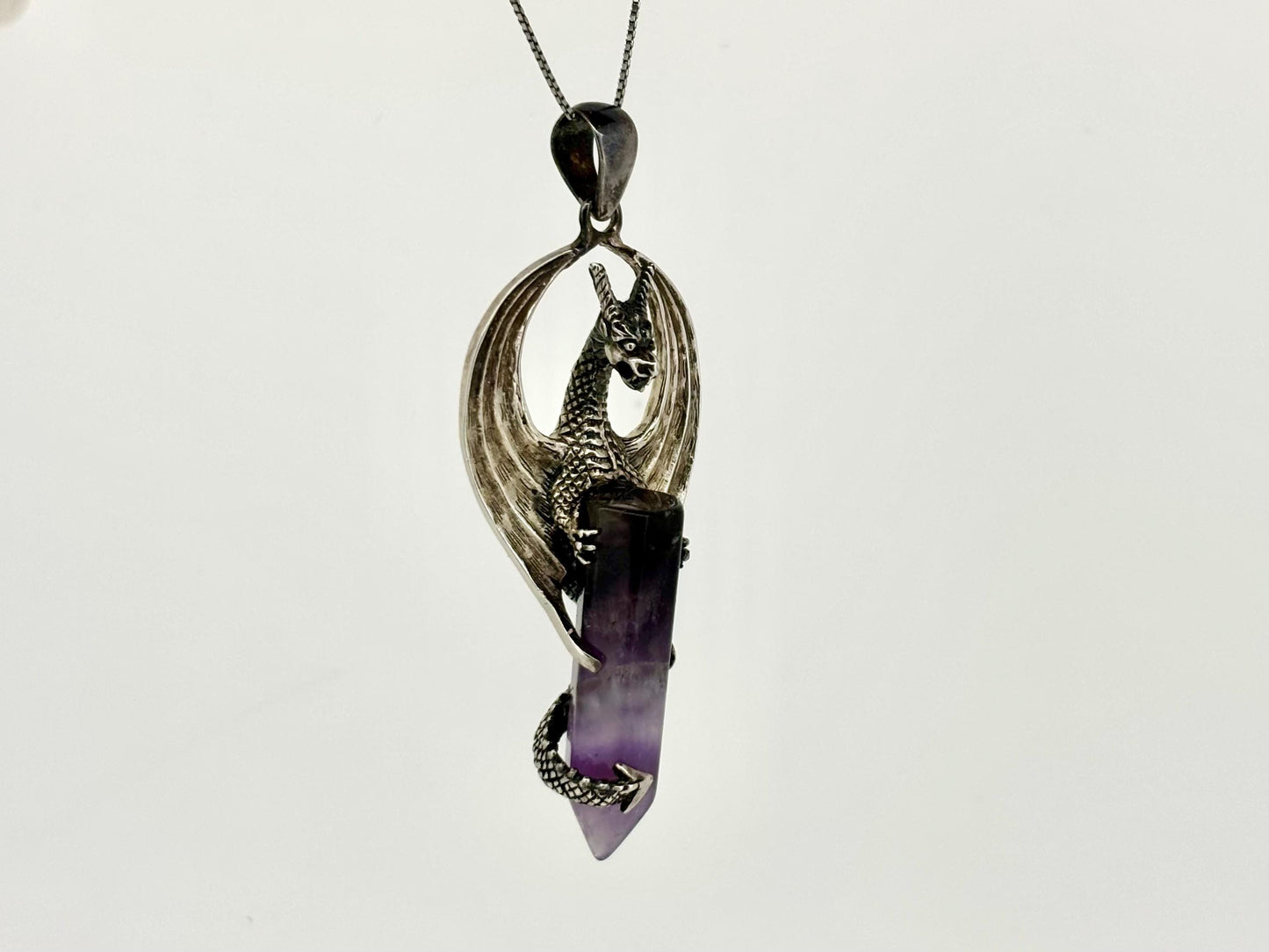 Dragon Necklace Dragon Pendant Halloween Necklace Costume Jewelry Amethyst Pendant Witch Jewelry Witch Pendant Spooky Season Accessories