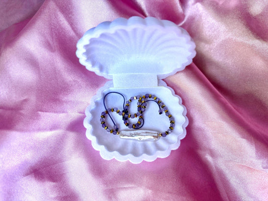 Amethyst Pearl Bracelet – Natural Freshwater Pearl | Adjustable Gold Band