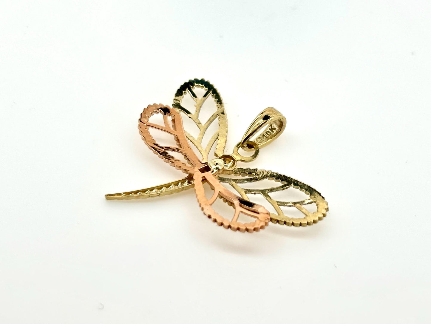 10K Solid Gold Dragonfly Pendant Butterfly Pendant Dragonfly Necklace Gold Pendant Birthday Gift for her Gift for Mom 3 Color Necklace