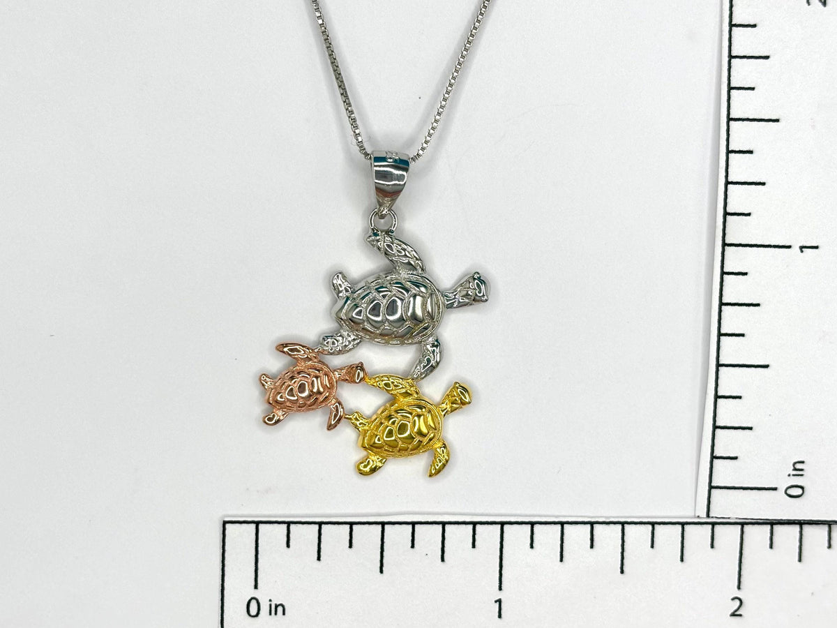 Turtle Family Necklace, Hawaii Honu Pendant, Mom, Grandma Gift, gift for her, mothers day gift, gift for mom – handmade Hawaiian jewelry, Island Goddess Jewelry