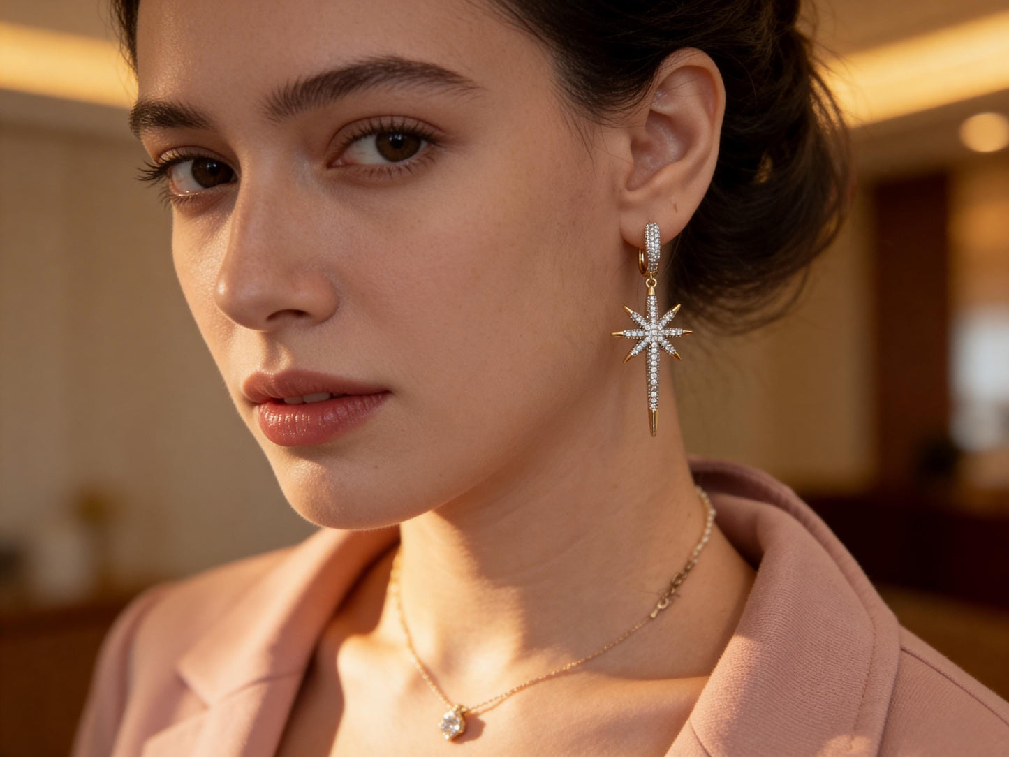 North Star Earrings – Stackable Gold Star Earrings | 14K Gold Plated Stainless Steel