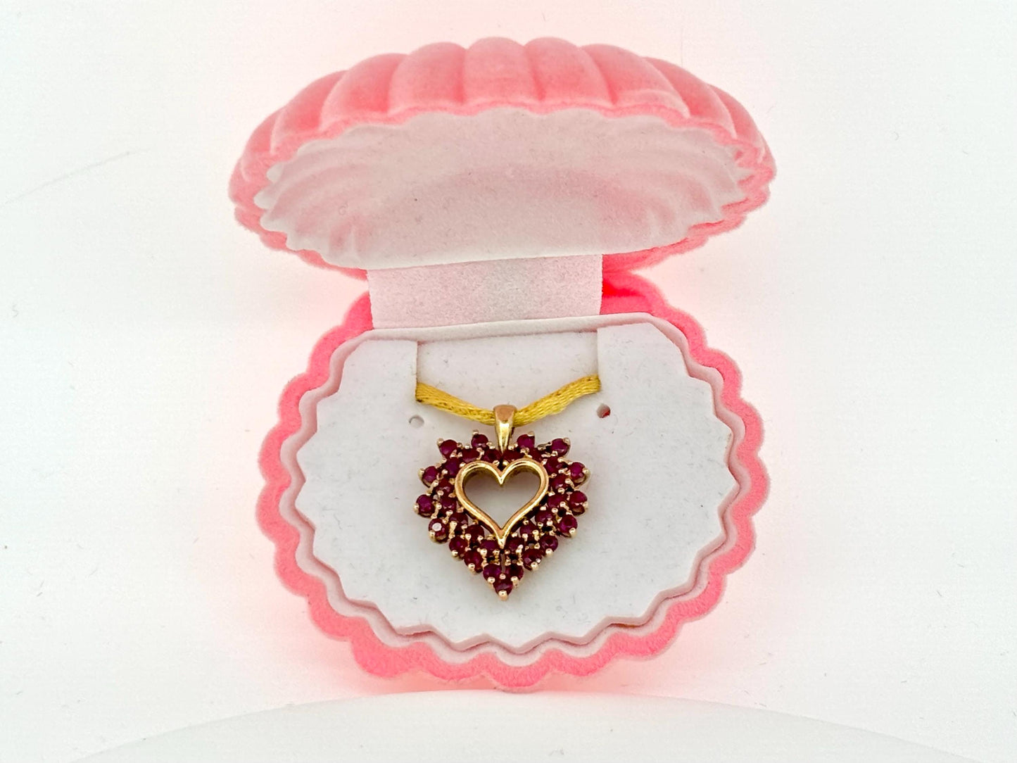10K Solid Gold Heart Pendant with Ruby Pendant Heart Necklace Gold Pendant Ruby Necklace Pink Necklace Birthday Gift for her Gift for Mom