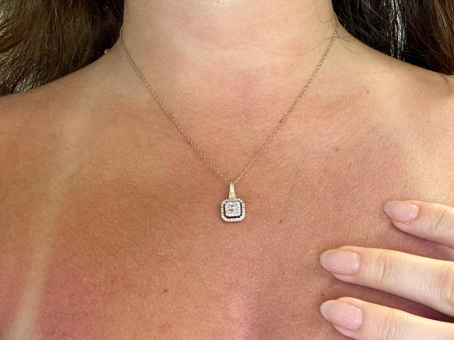 14K Yellow Gold Diamond Pendant, Dainty Diamond Necklace Charm Natural Diamonds, Gift for Her Birthday, Anniversary, Wedding jewelry