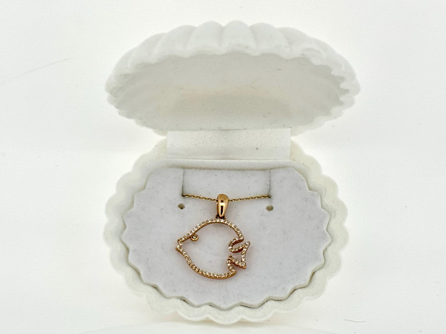 14K Rose Gold Fish Pendant, Fish Necklace Diamond Necklace Diamond Pendant Birthday Gift For Her For mom Anniversary Gift Christmas Gift