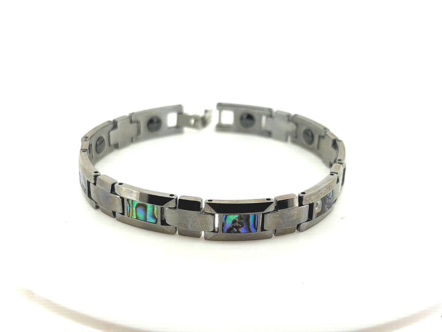 Men’s Tungsten Bracelet with Abalone Inlay – 8 Inch