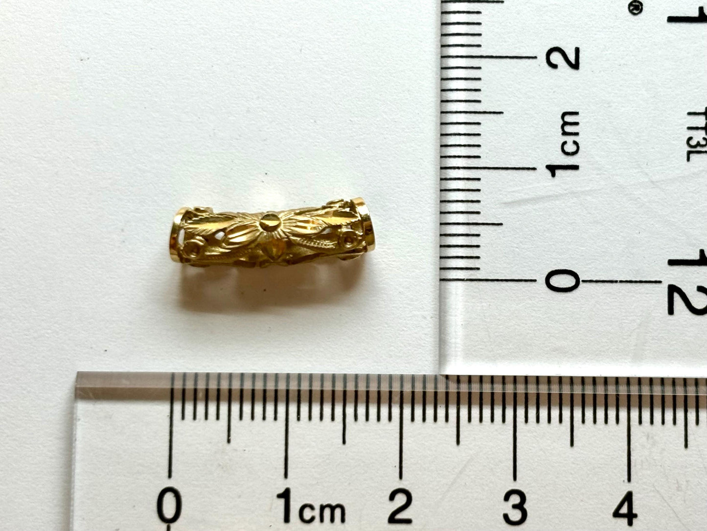 14K Solid Gold Hawaiian Barrel Pendant Flower Pendant Slider Necklace Gold Pendant Birthday Gift for her Gift for Mom Flower Puka Bead Scrol