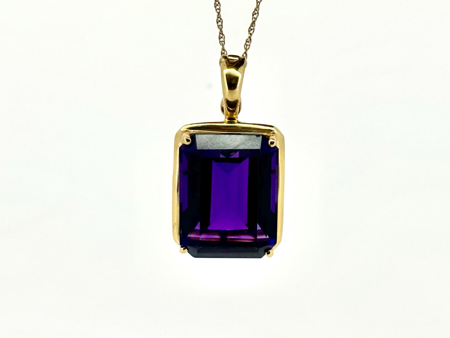 14k Yellow Gold Amethyst Pendant, February Birthstone, Amethyst Necklace, Gift For Her, Gift For Mom, Amethyst Enhancer, Calming Stone