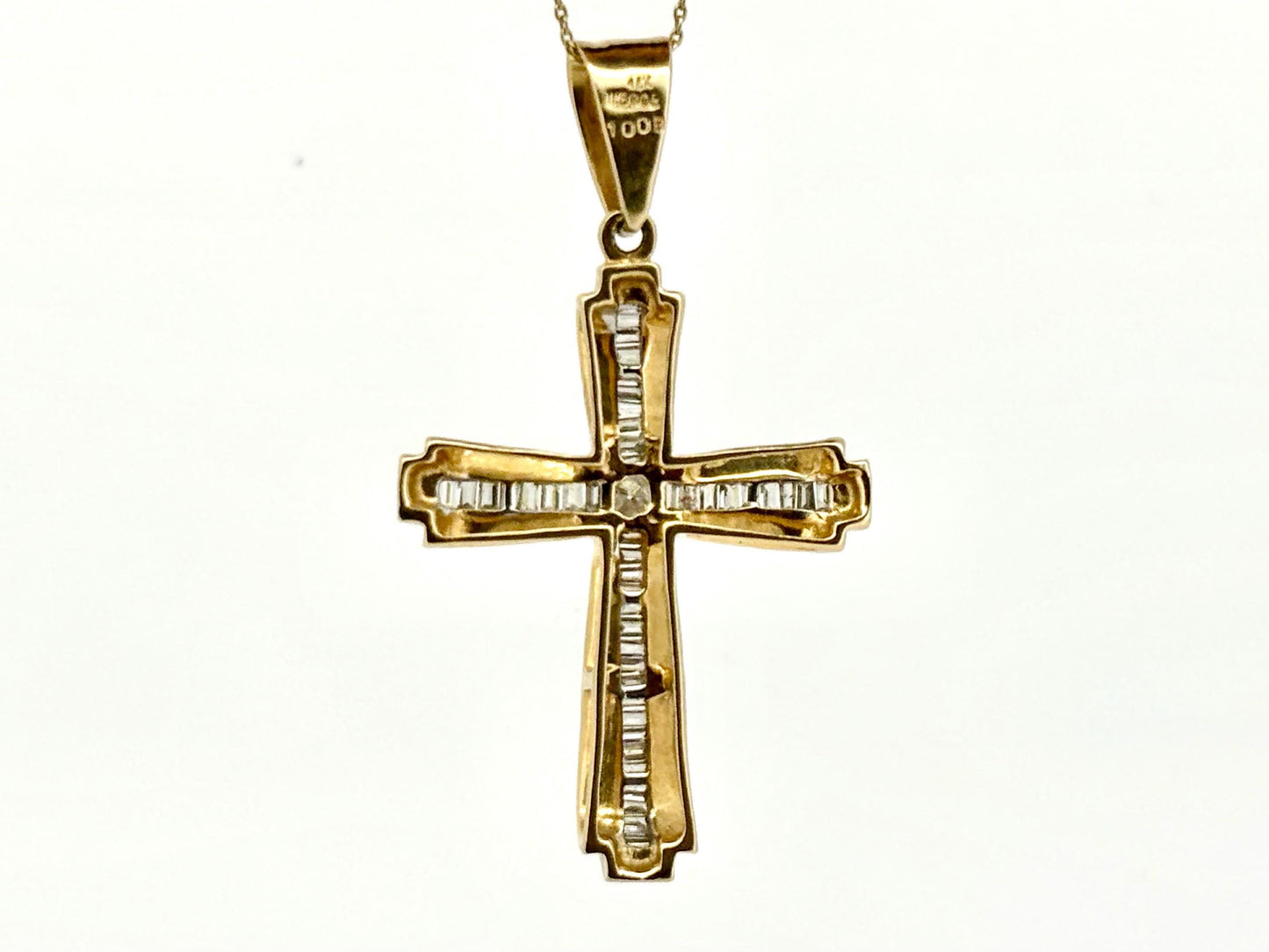 14K Solid Yellow Gold Cross Necklace Jesus Christ Pendant Diamond Cross Christian Gift for her Chritian Gift for Wife Christmas Gift