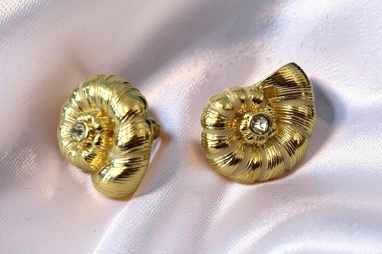 Shell Stud Earrings – Dainty Gold Studs with Shell Charm | Gift for Her