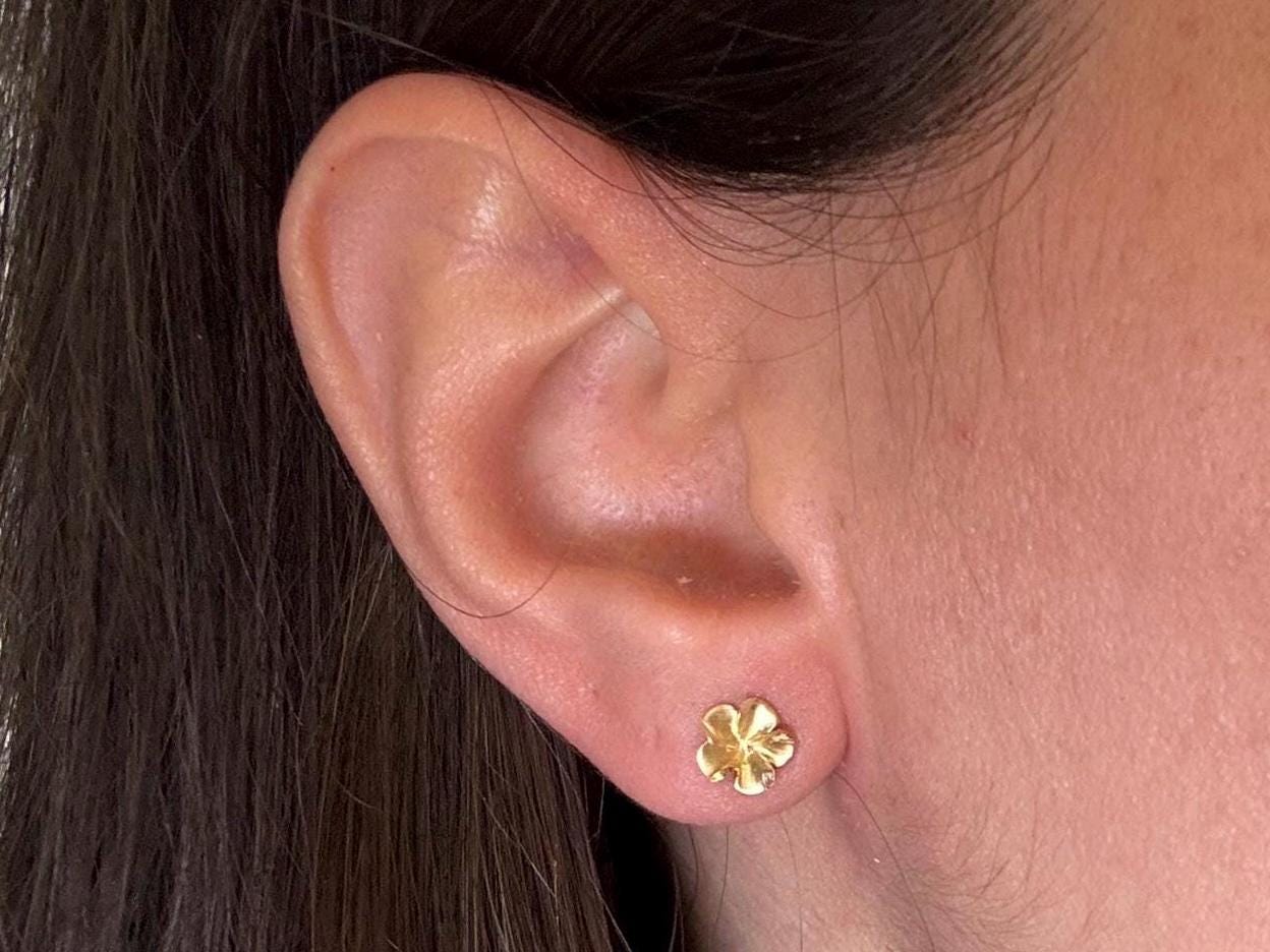 14K Solid Gold Plumeria Earrings Flower Earrings Gold Earrings Birthday Gift for her Gift for Mom Flower Studs Gold Studs Plmueria Studs