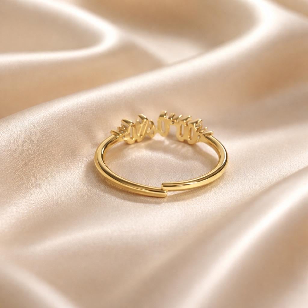 Adjustable Gold Plated Ring – Dainty Stainless Steel Band With CZ Stones