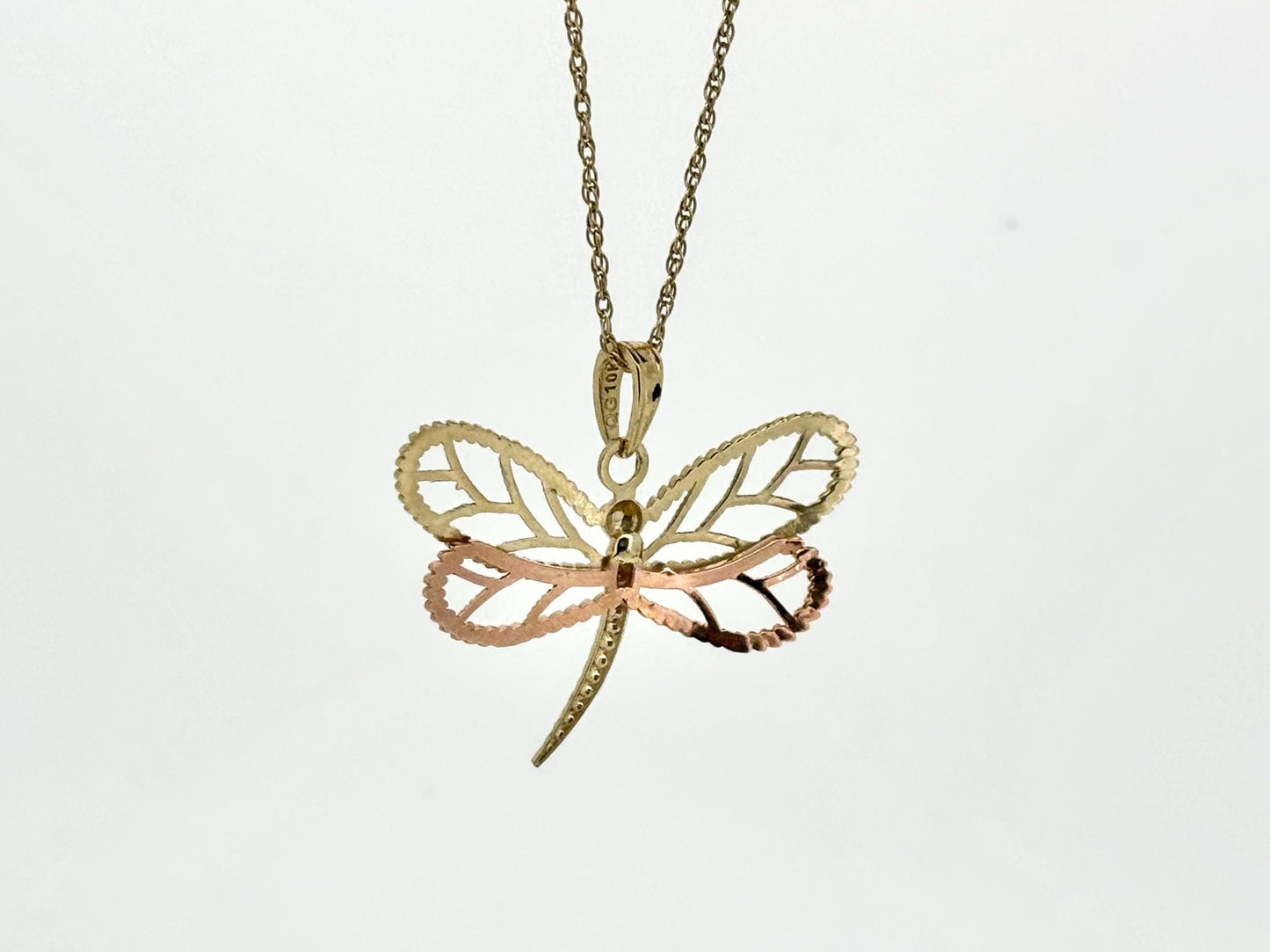 10K Solid Gold Dragonfly Pendant Butterfly Pendant Dragonfly Necklace Gold Pendant Birthday Gift for her Gift for Mom 3 Color Necklace