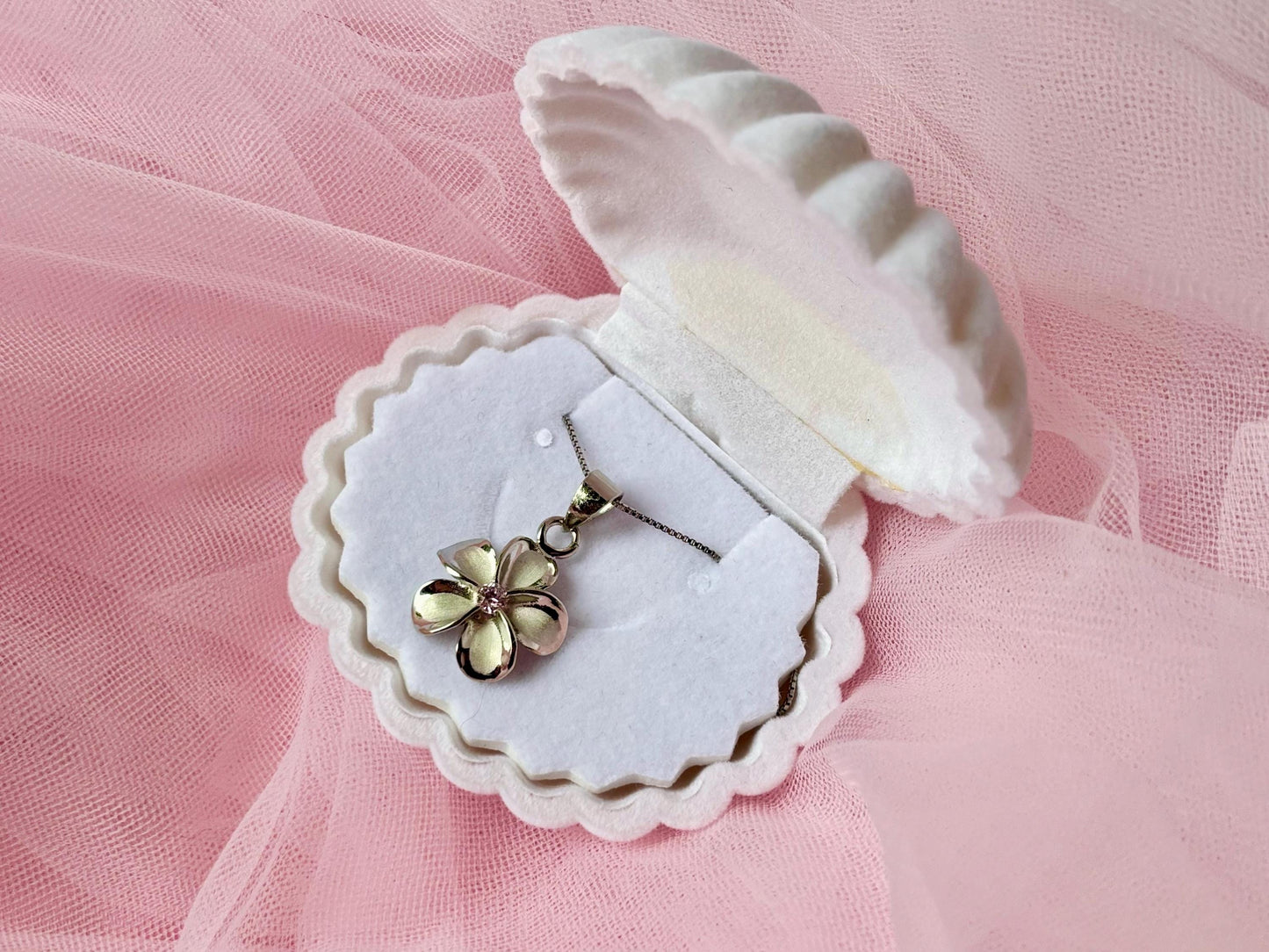 Hawaiian Plumeria Flower Necklace Pink Necklace 925 Sterling Silver Tarnish Free With Chain - Gift for Her Birthday Gift Dainty Necklace