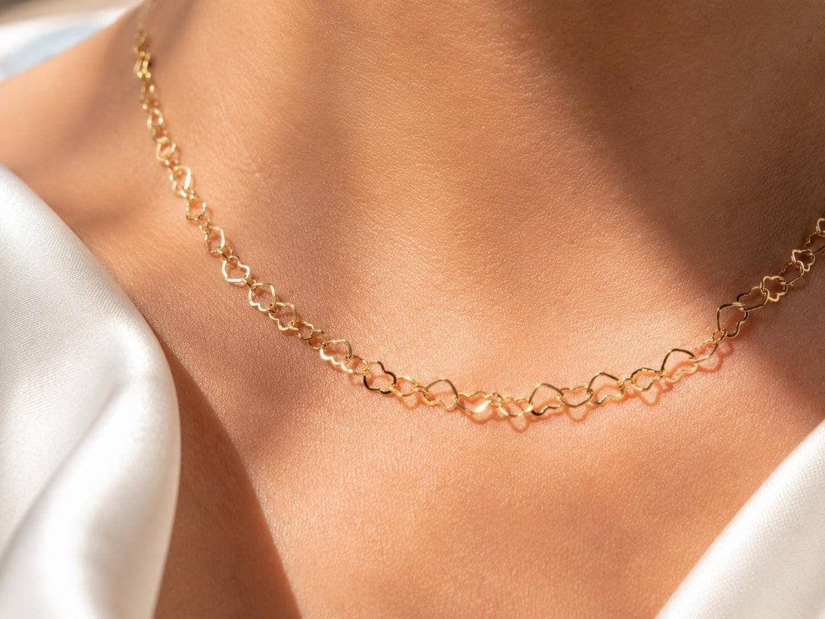 Gold Heart Necklace Dainty Hawaiian Layering Jewelry Gift For Her, colorful necklace, dainty gold necklace, everyday jewelry – handmade Hawaiian jewelry, Island Goddess Jewelry