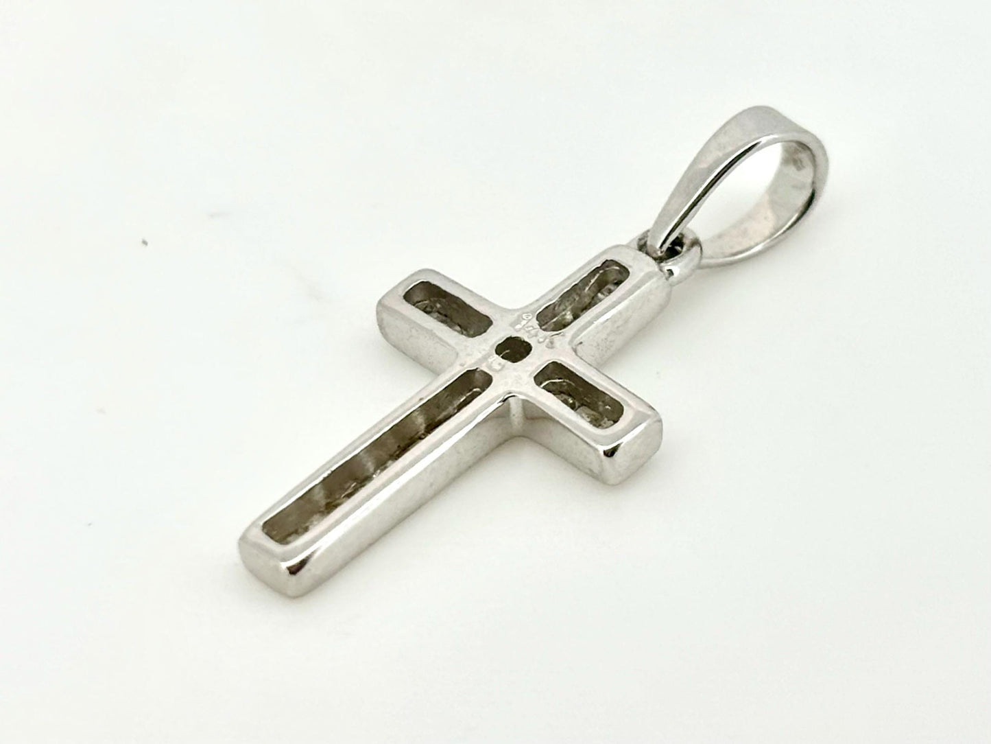 14K Solid White Gold Cross Necklace Jesus Christ Pendant Diamond Cross Christian Gift for her Chritian Gift for Wife Christmas Gift