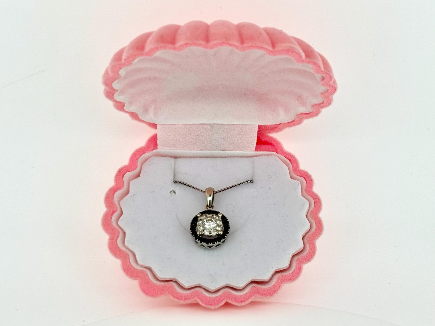 14K White Gold Black Diamond Pendant Diamond Necklace Gift for Her Natural Diamond  Anniversary Gift Birthday Gift for Mom