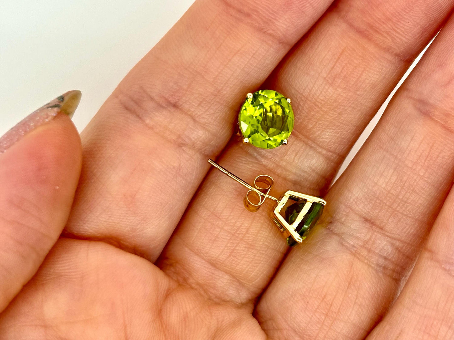Pele’s Tears Peridot Stud Earring – 14k Solid Gold Studs
