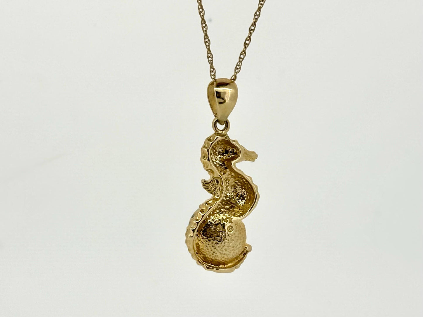 14K Solid Gold Tahitian Pearl Necklace Seahorse Pendant Black Pearl Pendant Seahorse Necklace Birthday Gift For Her Gold Pendant