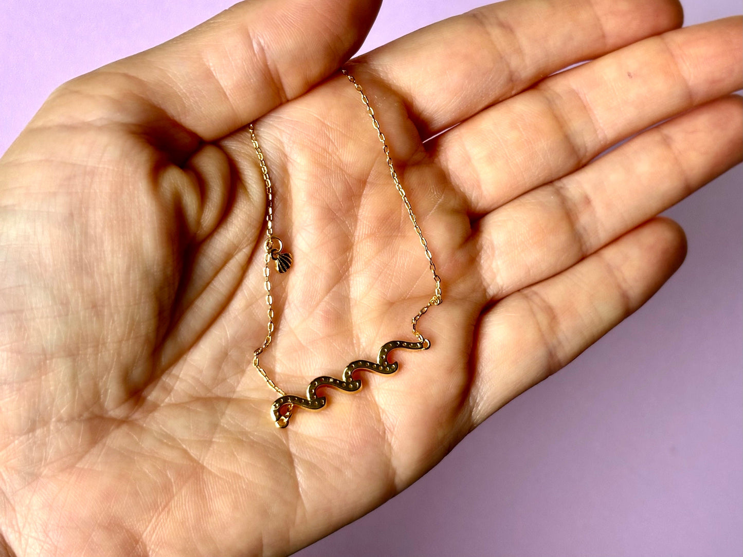 Triple Wave Necklace in 925 Sterling Silver plated with 14K gold,