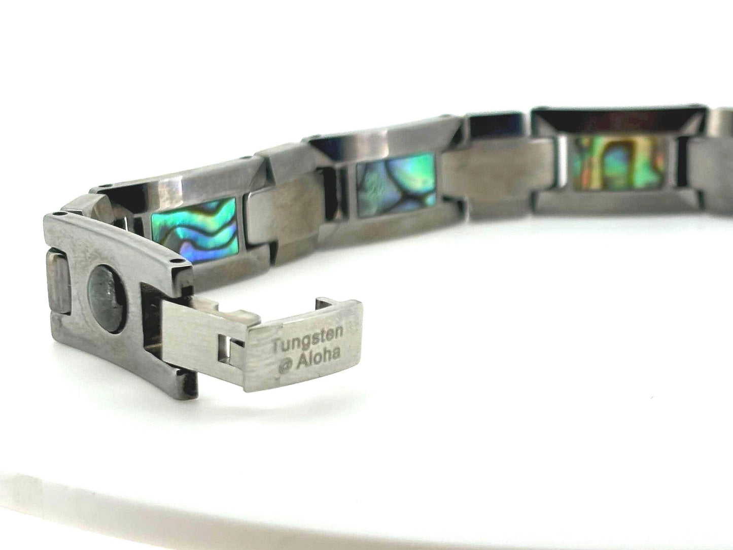 Men’s Tungsten Bracelet with Abalone Inlay – 8 Inch
