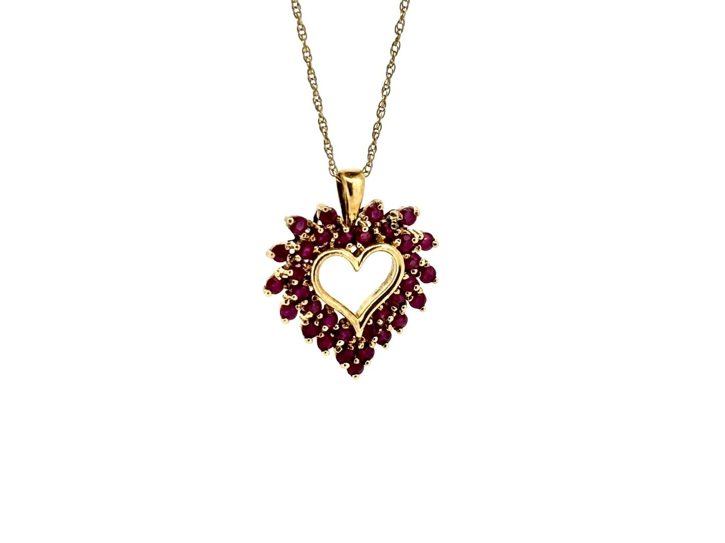 10K Solid Gold Heart Pendant with Ruby Pendant Heart Necklace Gold Pendant Ruby Necklace Pink Necklace Birthday Gift for her Gift for Mom
