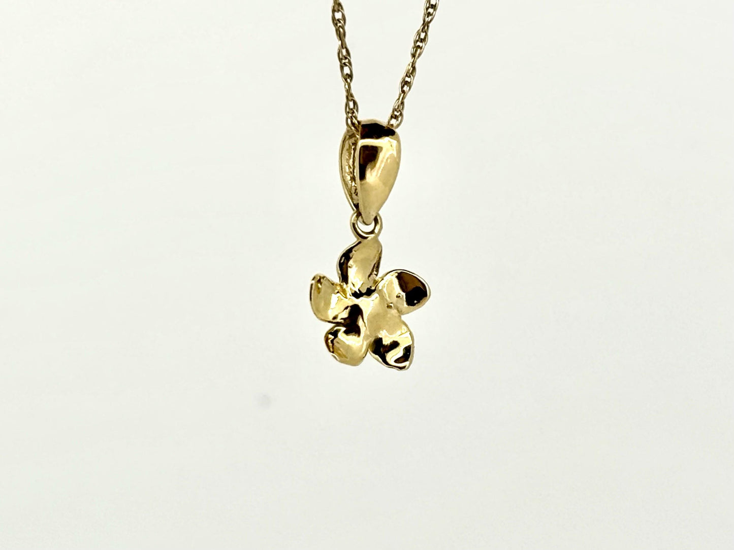 14K Solid Gold Plumeria Pendant Flower Pendant Necklace Gold Pendant Birthday Gift for her Gift for Mom Flower Necklace