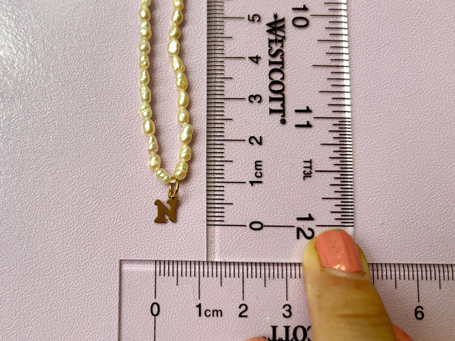 First Letter Necklace Genuine Freshwater White Pearl Necklace Name Necklace Gift for Girlfriend Gold Filled Tarnish Free Dainty Gift For Her