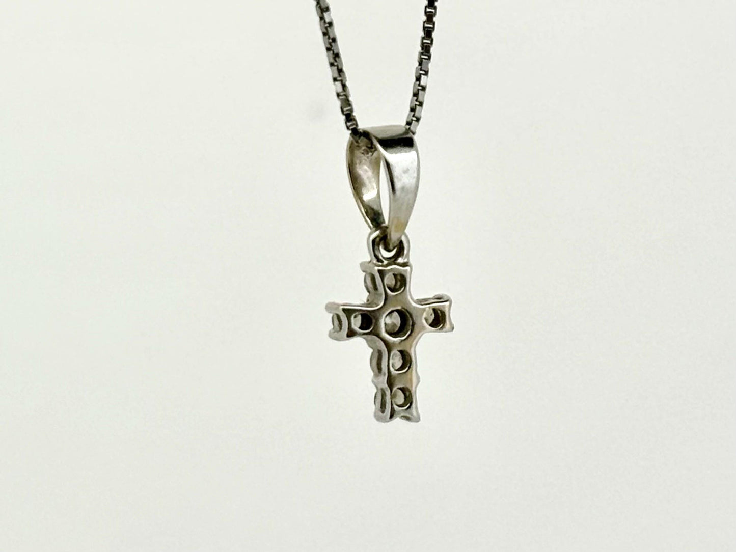 14K Solid White Gold Cross Necklace Jesus Christ Pendant Diamond Cross Christian Gift for her Chritian Gift for Wife Christmas Gift
