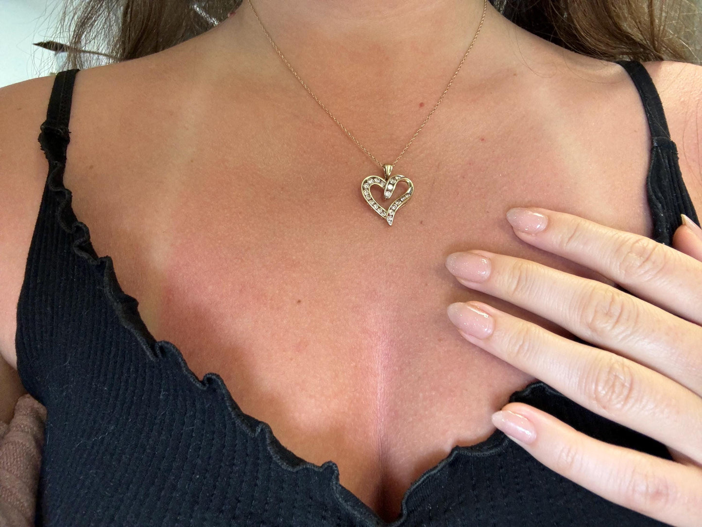 10K Solid Gold Diamond Heart Pendant Heart Necklace Diamond Necklace Diamond Pendant  Fine Jewelry, Gift for Her, Dainty Gold Necklace Charm