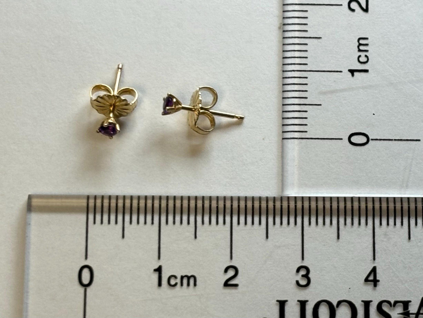 14k Solid Yellow Gold Amethyst Stud Earrings, February Birthstone, Small Amethyst Earrings, Gift For Her, For Mom, Dainty Everyday Jewelry