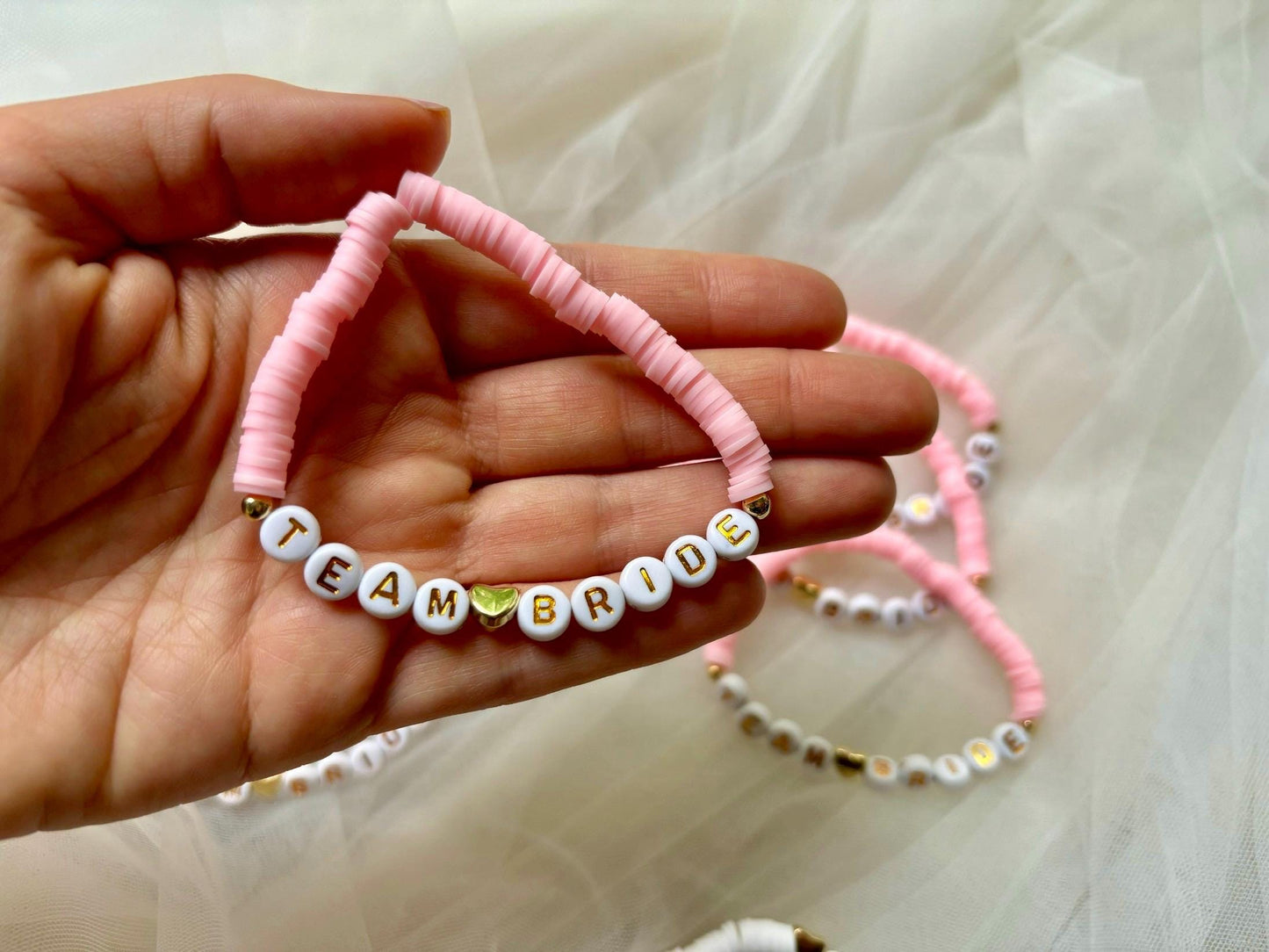 Team Bride Bracelet BridesMaid Gifts for Bridesmaid Maid of Honor Wedding Gifts Pink Bracelet Dainty Bride Bracelet Best Friends Bracelet