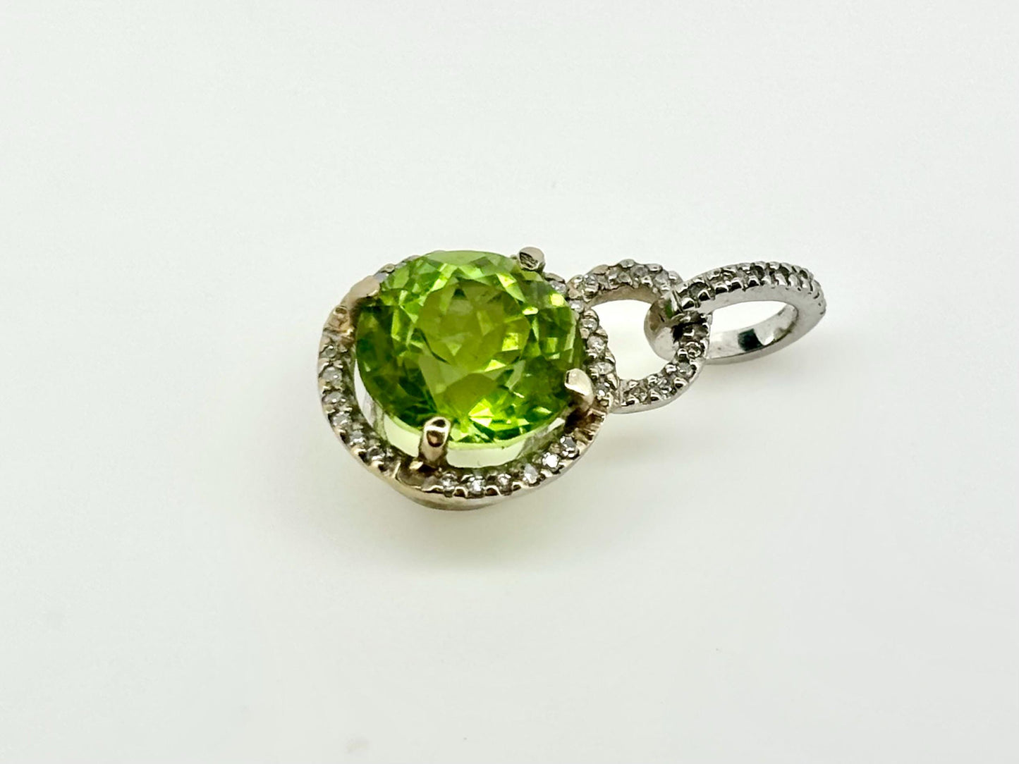 Pele’s Tears Peridot & Diamond Pendant – 14k Solid Gold Necklace