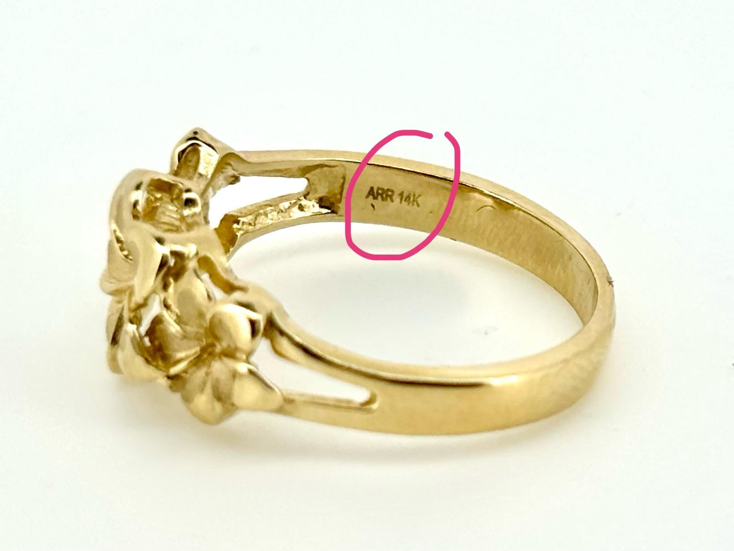 14K Solid Gold Hawaiian Plumeria Flower Ring